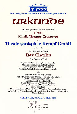 Musik Theater Corssover Preis fr RAY CHARLES